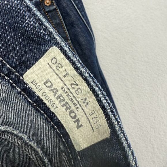 Diesel jeans men's 32x30 Fit 34x30 Blue Darron Straight Dark Whisker Vintage y2k - Picture 10 of 13